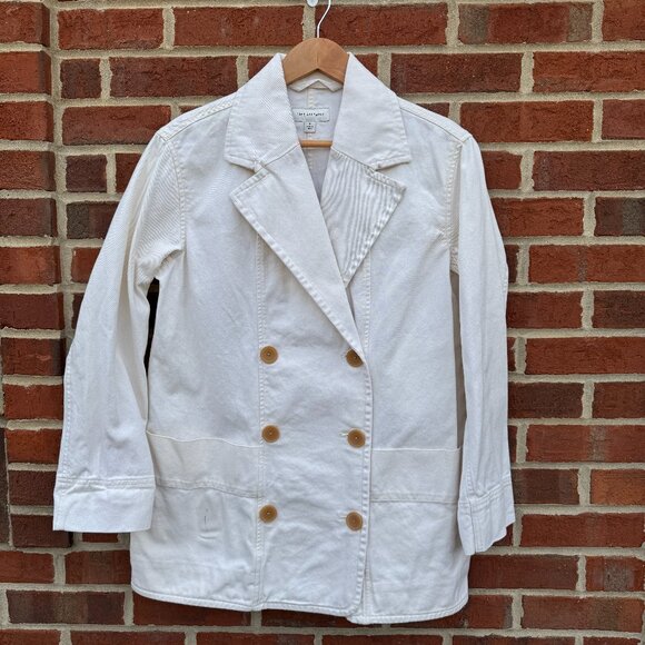 Free Assembly Canvas Pea Coat Small Natural Tan Cotton Double Breasted - Picture 1 of 12